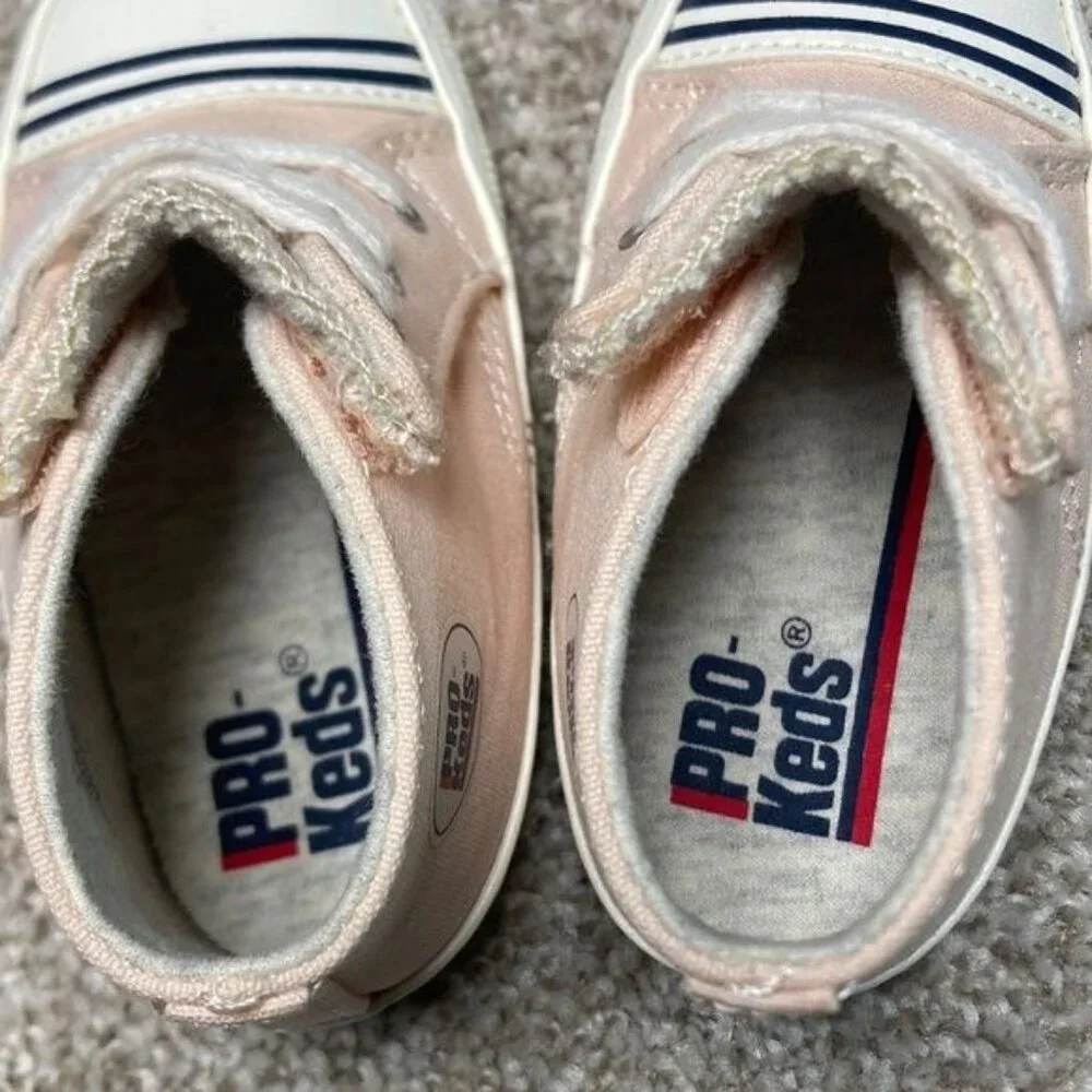 Pro-Keds Infant Canvas High-Top Sneakers Pink/White With Striped Soles